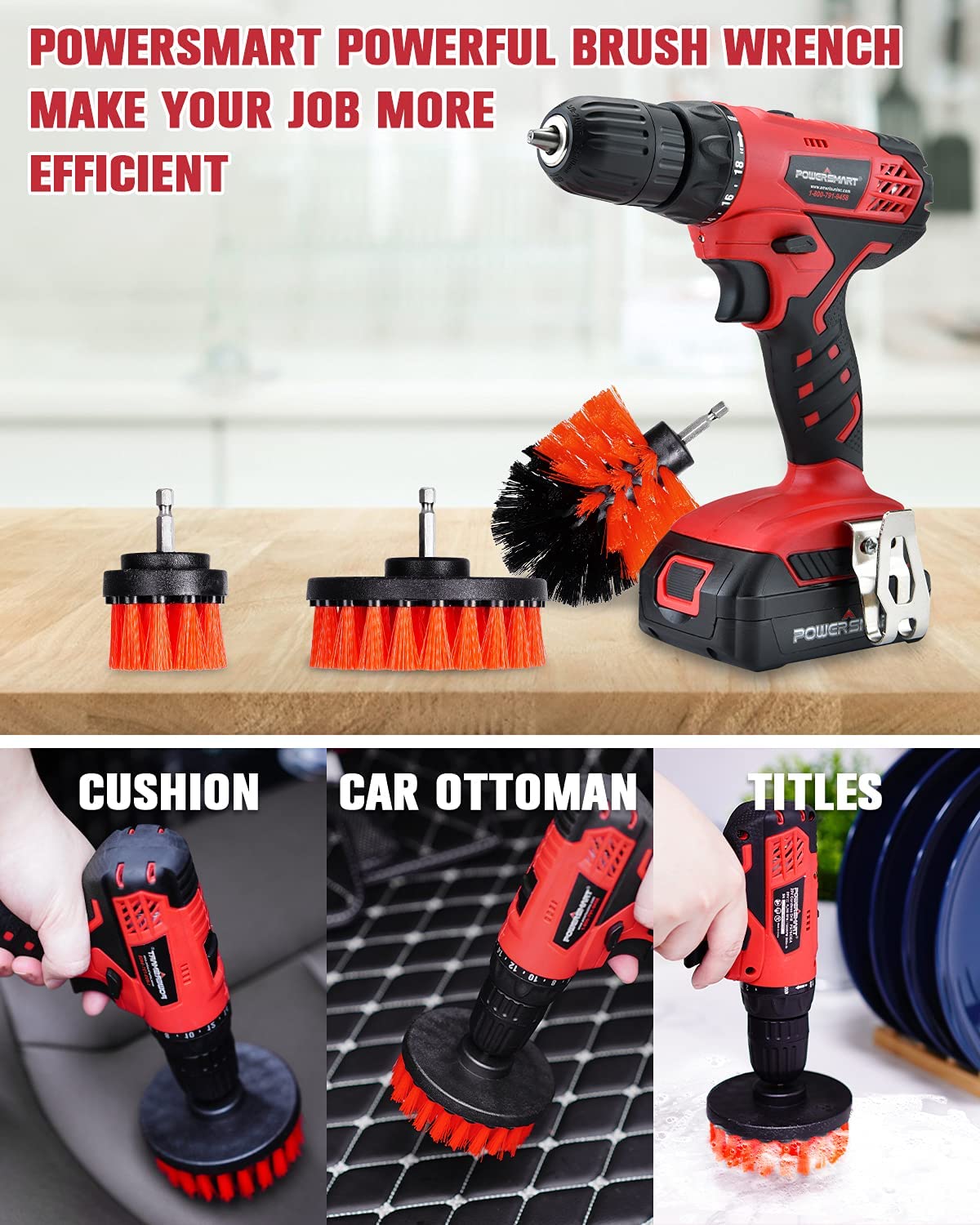 PowerSmart Cordless Drill Driver, 20V Drill Driver Brushes, 300 in-lb Torque Impact Drill Driver, 3/8'' Chuck, Power Drill Driver Built-in LED, 1.5Ah Lithium-Ion Battery & Charger Included