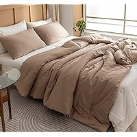 ROSGONIA Queen Comforter Set Taupe Brown, 3pcs(1 Boho Tan Comforter & 2 Pillowcases) All Season Soft Bedding Lightweight Bedspread Blanket Quilt Gifts