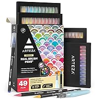 Arteza Real Brush Pens, 48 Watercolor Pens for Dynamic Watercolor Effects and Calligraphy, Flexible Nylon Brush Tips, Paint Markers Perfect for Drawing, Journaling, Artistic Projects, and Gift