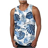 Tank Tops for Men Summer Trendy Coconut Tree Printed Crewneck Sleeveless Pullover Vest Beach Sports Casual Tshirt