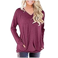 Plus Size Off The Shoulder Tops for Women Shirt Vacation Shirt Tshirts Shirts for Women Long Sleeve Shirts for Women Ladies Tops and Blouses V Neck T Shirts for Women Purple XXL