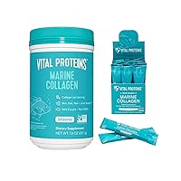 Vital Proteins Marine Collagen Peptides Powder Supplement 7.8 oz Canister + Stick Packs (10 g) (Box of 20)
