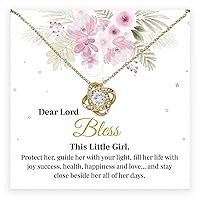 First Communion Baptism Gifts For Girls Women Teens, Christ Gift God Gift Goddaughter, Granddaughter, Daughter Gift On 1st Communion Gift For Little Girls Jewelry With Love Knot Necklace From Godparents, Grandparents Christian Religious Gift.