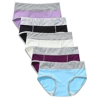 5 Pack Panties for Women High Waist Underwear Stretch Quick-dry Bikini Underpants Solid Patchwork Briefs