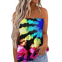 Womens Tube Tops Summer Casual Bandeau Tank Casual Y2K Strapless Blouse Off The Shoulder Tunic Shirts Sexy Crop Top