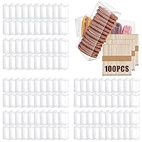 RHBLME 100 PCS Clear Cakesicle Boxes, 3.74 x 1.97 x 1.38 Inches PET Ice Cream Boxes with 100 PCS Wooden Sticks, Cake Ppop Boxes for Christmas Wedding Party Kitchen DIY