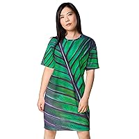 PHNYXPRO | T-Shirt Dress | Polyester Blend | 2XS-6XL | Leaf Art Print | Line in Nature 4