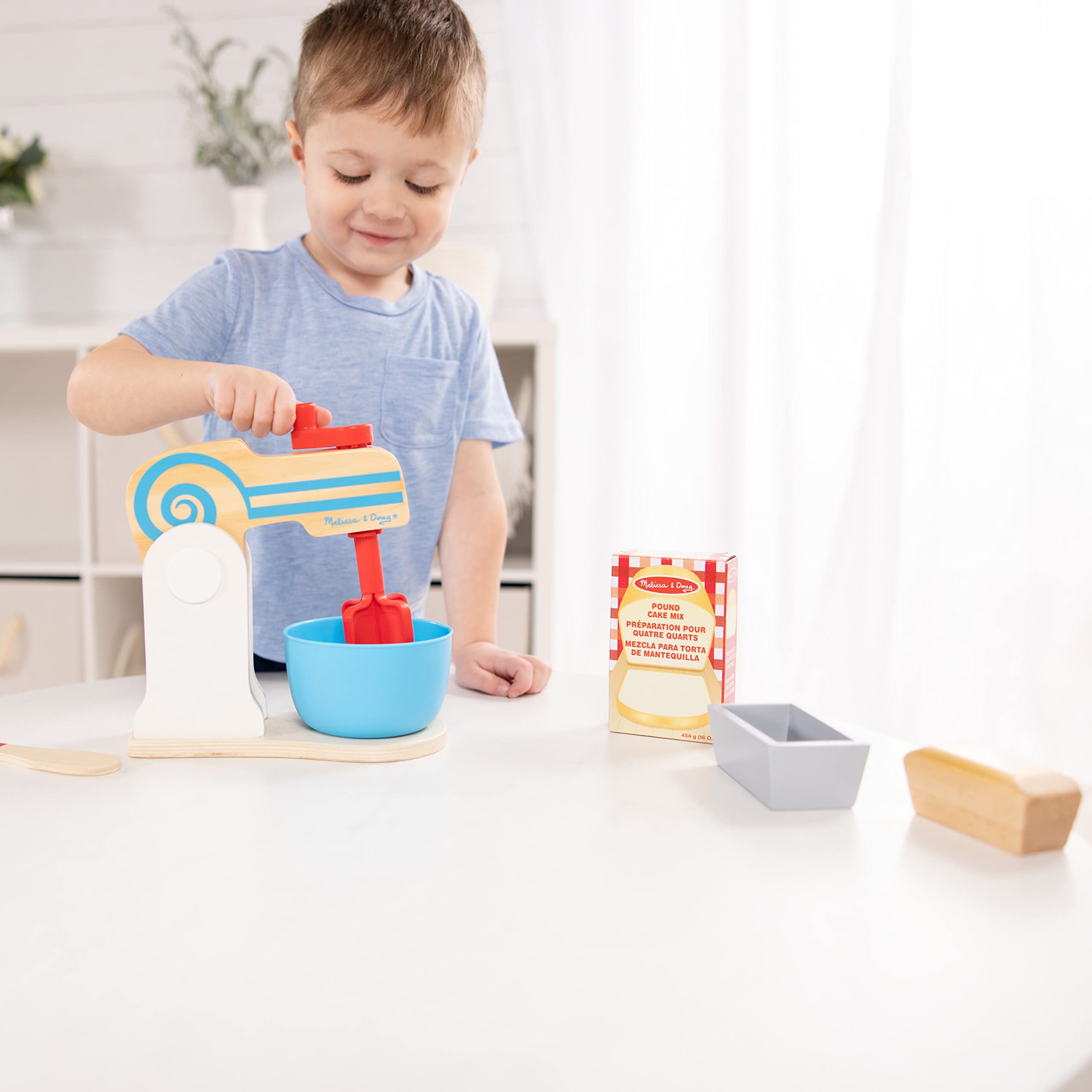 Melissa & Doug Wooden Make-a-Cake Mixer Set (10 pcs) - Play Food and Kitchen Accessories - Kitchen Playset Accessories, Pretend Play Kitchen Toys For Kids Ages 3+