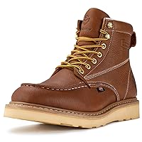 SUREWAY 6 inch Mens Wedge Moc Toe Work Boots for Men Soft Toe-Durable,Comfortable,Lightweight,Full Grain Leather,Goodyear,Non-Slip EH Safety Industial Construction Work Boots/Shoes for Men/Women
