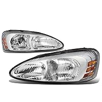 Auto Dynasty Pair Chrome Housing Amber Corner Headlights Assembly Lamps Compatible with Pontiac Grand Prix 7th Gen FT1 GT2 GTP 04-08