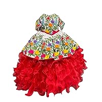 2024 Vintage Flowers Embroidery Ball Gown Flower Girl Pageant Dresses for Wedding Party Satin