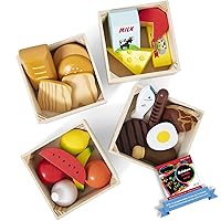 Melissa & Doug Food Groups: Wooden Play Food Set Bundle with 1 Theme Compatible M&D Scratch Fun Mini-Pad (00271)