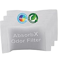 3-Pack AbsorbX Compact Odor Remover, Absorbs Garbage Smells, All Natural Activated Carbon Deodorizers, Fits 2 to 4 Gal, Trash Can Filters
