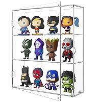 NIUBEE Acrylic Display Case, Clear Display Case for Funko Pop Figures, Wall Mounted or Desktop Dustproof Display Cabinet Box for Collectibles ,Rock,Crystals,Mini Toys,Amiibo (3 Tiers)