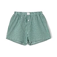 Meihuida Women Gingham Boxer Shorts Y2k Cute Stripes Plaid Button Elastic Waist Lounge Boxers