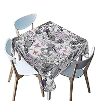 Birds Branch Floral Tablecloth Square,Retro Theme,Waterproof/Spill Proof/Stain Resistant/Wrinkle Free/Oil Proof Table Cover,for Birthday Cake Table Holiday Banquet Decoration，40 x 40 Inch