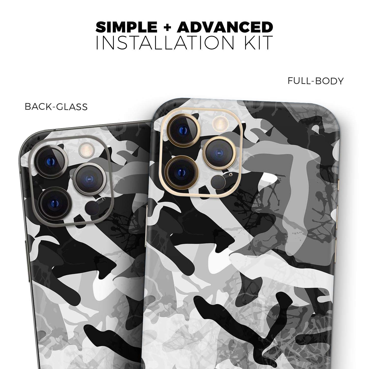 DesignSkinz Full Body Skin Decal Wrap Kit Compatible with iPhone 15 Pro Max - Desert Snow Camouflage V2