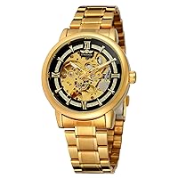Men’s Automatic-self-Wind Watch Luxury Stainless Steel Band Skeleton Watch Waterproof Business Wrist Watch