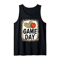 Basketball Game Day Leopard Mother's Day Mom Mama Mommy Tank Top
