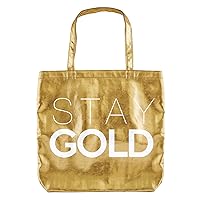 SB Design Studio Lili & Delilah Metallic Gold Shopping Tote, 16 x 14.5-Inches, Stay