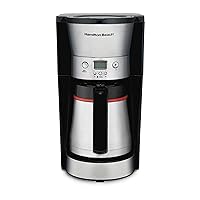 Hamilton Beach Programmable Coffee Maker with 10 Cup Thermal Carafe, 3 Brewing Options, Auto Shutoff & Pause and Pour, Stainless Steel (46899A)