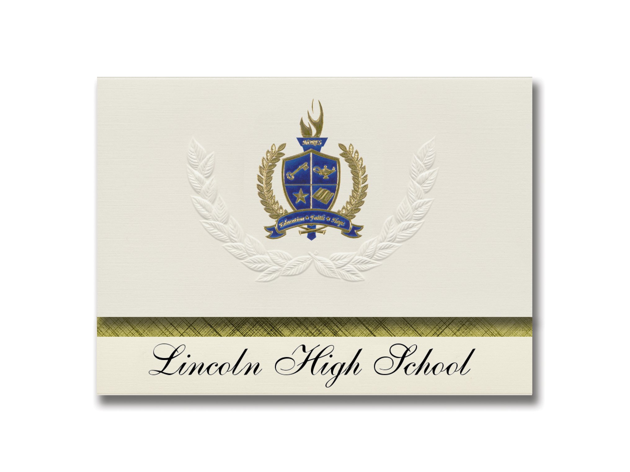 Signature Announcements Lincoln High School (Wisconsin Rapids, WI) Graduation Announcements, Presidential style, Basic package of 25 with Gold & Bl...