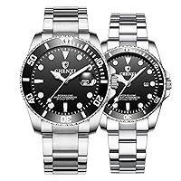 MASTOP Fashion Men's Women's Watch Stainless Steel Waterproof Date Quartz Wristwatches