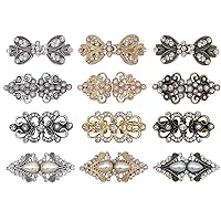 12Pcs Retro Sweater Chain Shawl Clips Cardigan Dresses Clip Collar Clip with Chain for Women Girls