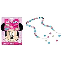 Disney Minnie Mouse Colorful Plastic Jewelry Bead Kit - 64 Beads & 2 Elastic Strings - Perfect DIY Activity for Kids - 1 Set