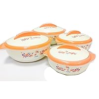 Cello Plastic Sizzler Insulated Casserole Food Server Hot Pot Gift (4-Piece Set), 4-Pack, Off White, Brown