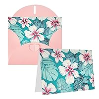 Greeting Cards with Envelopes Blank Greeting Card Tropical Hibiscus Flowers Thank You Card Note Cards for Party Folding Blank Card for Birthday Blank Greeting Note Cards Invitations card 8