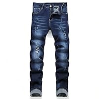 Spring and Autumn Korean Style Fashionable Stretch Denim Boyfriend Jeans Skinny Trousers Blue Ripped Pants