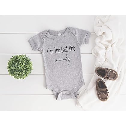 Pregnancy Announcement for Grandparents Size 0-3 Months: Im The Last One Seriously Baby Announcement for Family Romper Gray. Baby Boy Girl - Baby Announcement Onesie Baby Announcement Gifts