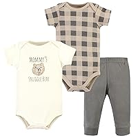 Hudson Baby Unisex Baby Cotton Bodysuit and Pant Set, Snuggle Bear Short Sleeve, 0-3 Months