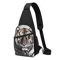 Sling Bag Crossbody for Women Fanny Pack Tiger at Rest Chest Bag Daypack for Hiking Travel Waist Bag