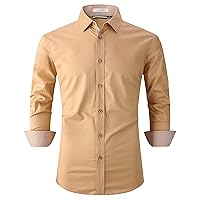 SAMERM Mens Dress Shirt Wrinkle Free Moisture Wicking 4-Way High Stretch Super Soft Casual Button Down Shirts
