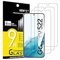 NEW'C [3 Pack] Designed for Samsung Galaxy S22 Screen Protector Tempered Glass, Case Friendly Ultra Resistant