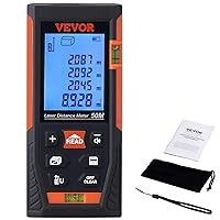 VEVOR Laser Measure, Laser Measurement Tool, Laser Distance Meter with Electronic Angle, M/Ft//in Unit Switching, Measure Distance/Area/Volume, Pythagorean Mode，165/328ft