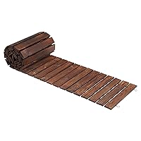 12FT Wooden Garden Pathway Straight Outdoor Walkway Roll Out Cedar Wood Patio Flooring Path Decorative Lawn Patio Pavers Boardwalk Beach Wedding Party (Brown)