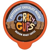 Crazy Cups Flavored Coffee for Keurig K-Cup Machines, Peppermint Chocolate Mocha, Hot or Iced Drinks, 22 Single Serve, Recyclable Pods