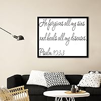 BESTORLOVE He Forgives All My Sins And Heals All My Diseases. Psalm 103:3,Wooden Framed Wall Art, Rustic Farmhouse Decor Housewarming Gift for Mom Dad 20x16in