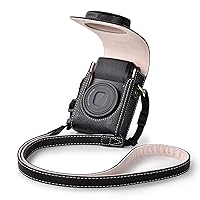 Rieibi Camera Case for Sony RX100 Series - Retro Leather Case for Sony ZV1F/ZV1/Ricoh GR IIIx/Ricoh GR III II/Panasonic LX9 LX10 LX15 - Sony Camera Carrying Bag Cover with Strap - Black