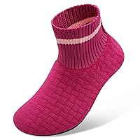 BARERUN Womens Mens Fuzzy House Slippers Soft-Lightweight Warm House Slipper Socks with Non Slip Rubber Sole Around House Shoes Indoor/Outdoor