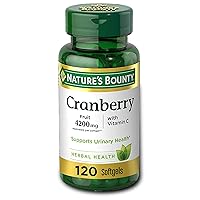 Cranberry Pills & Vitamin C by Nature’s Bounty. Herbal Health Supplement provides immune support & promotes urinary health. 4200mg, 120 Softgels, 3 pack