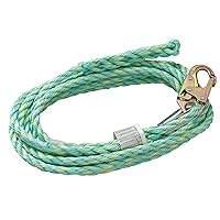Peakworks Fall Protection V84014050 Vertical Lifeline Rope with Back Splice and Snap Hook , 50 ft. Length, Green