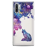 Case Compatible with Samsung S24 S23 S22 Plus S21 FE Ultra S20+ S10 Note 20 S10e S9 Galaxy Colorful Abstract Pattern Purple Stars Clear Cat Print Design Flexible Silicone Slim fit Cute Moon