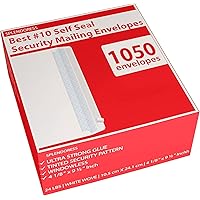 1,050#10 Envelopes Letter Size - Self Seal Security Mailing Envelopes -Business White Tinted Peel and Seal -Pack Windowless, Legal Size Regular Plain Envelopes 4-1/8 x 9-1/2 Inches - 24 LB