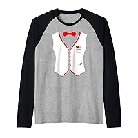 Hearts Bow Tie and Waist Coat Shirt Valentine's Day Costume Raglan Baseball Tee