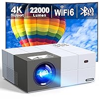 4K Projector with WiFi 6 and Bluetooth 5.3, 22000L Smart Movie Projector, Outdoor Phone Video Projector with 100