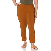 SLIM-SATION Women's Wide Band Pull on Ankle Pant with Tummy Control